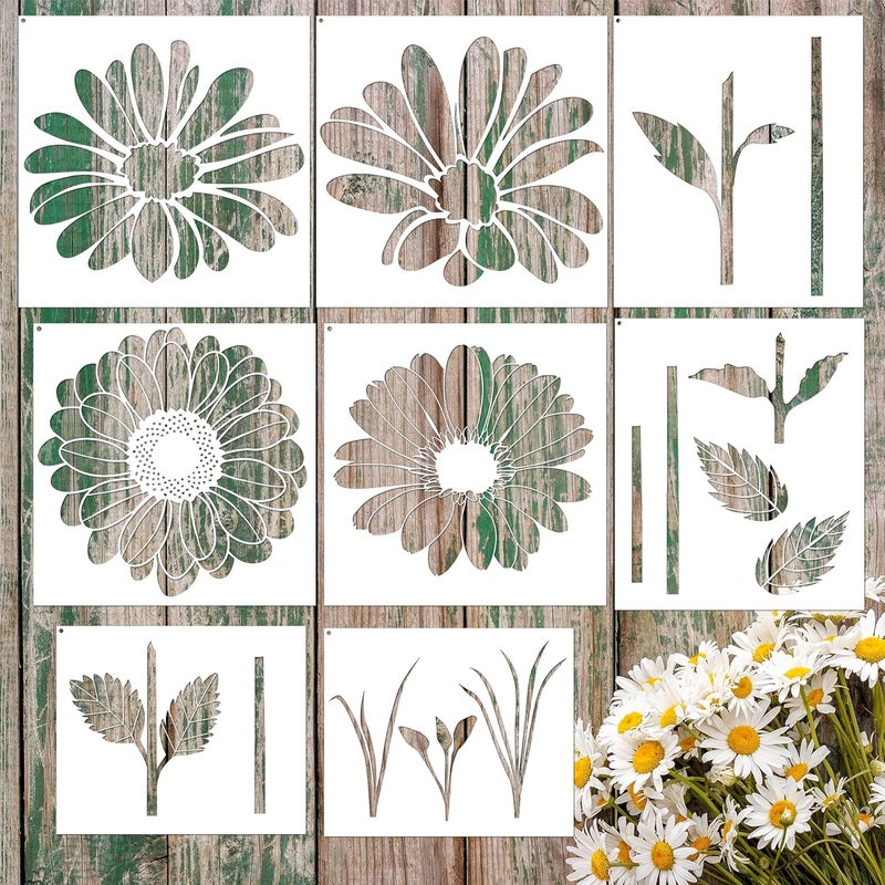 Keluna Large Flower Stencils for Painting - Sunflower Daisy Flower Stencils for Painting on Wood Fence Garden - Image 1